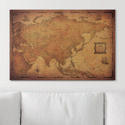 Push Pin Asia Map (Pin Board) - Golden Aged CM Pin Board