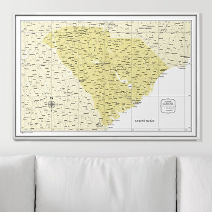 Push Pin South Carolina Map (Pin Board) - Yellow Color Splash CM Pin Board