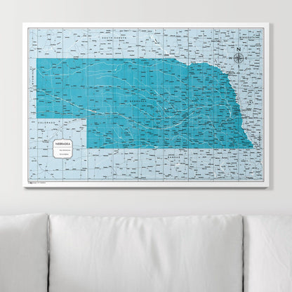 Push Pin Nebraska Map (Pin Board) - Teal Color Splash CM Pin Board