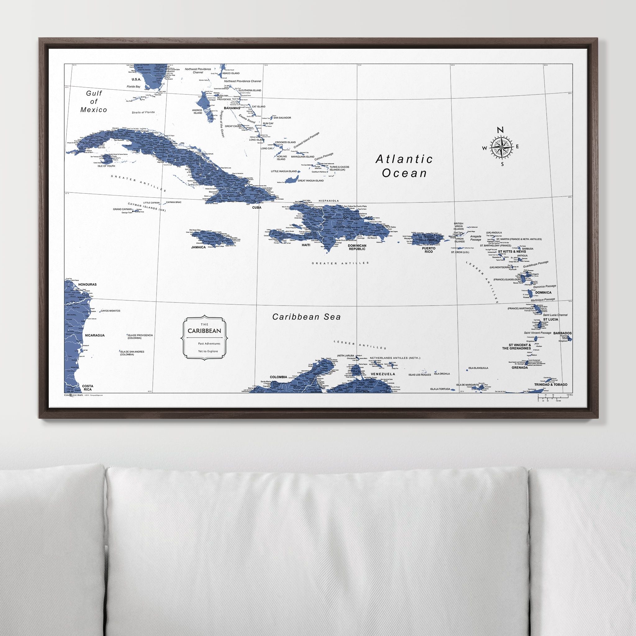 Push Pin Caribbean Map (Pin Board) - Navy Color Splash CM Pin Board