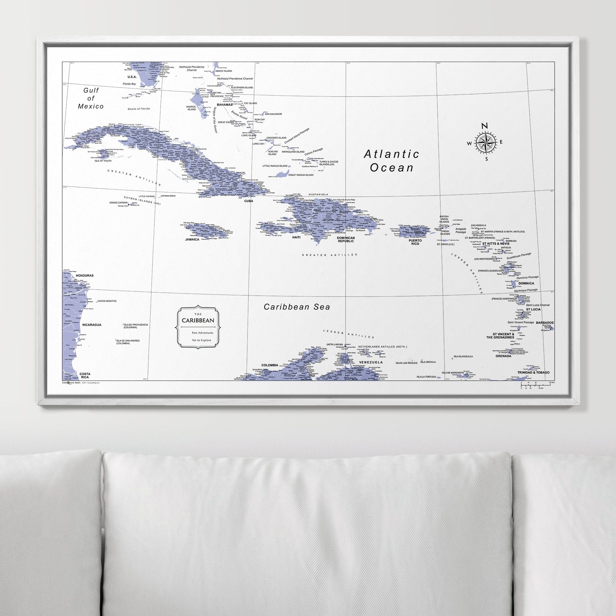 Push Pin Caribbean Map (Pin Board) - Purple Color Splash CM Pin Board