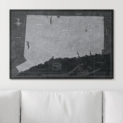 Push Pin Connecticut Map (Pin Board) - Modern Slate CM Pin Board