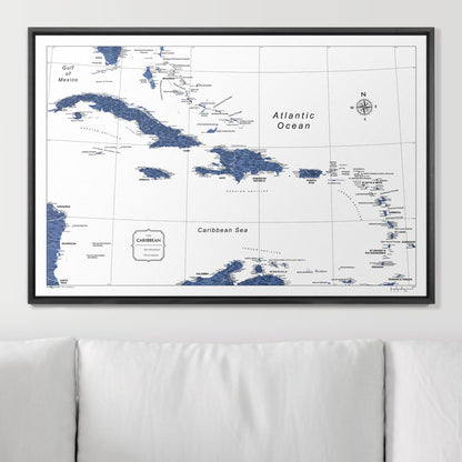 Push Pin Caribbean Map (Pin Board) - Navy Color Splash CM Pin Board