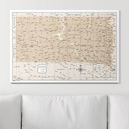 Push Pin South Dakota Map (Pin Board) - Light Brown Color Splash CM Pin Board