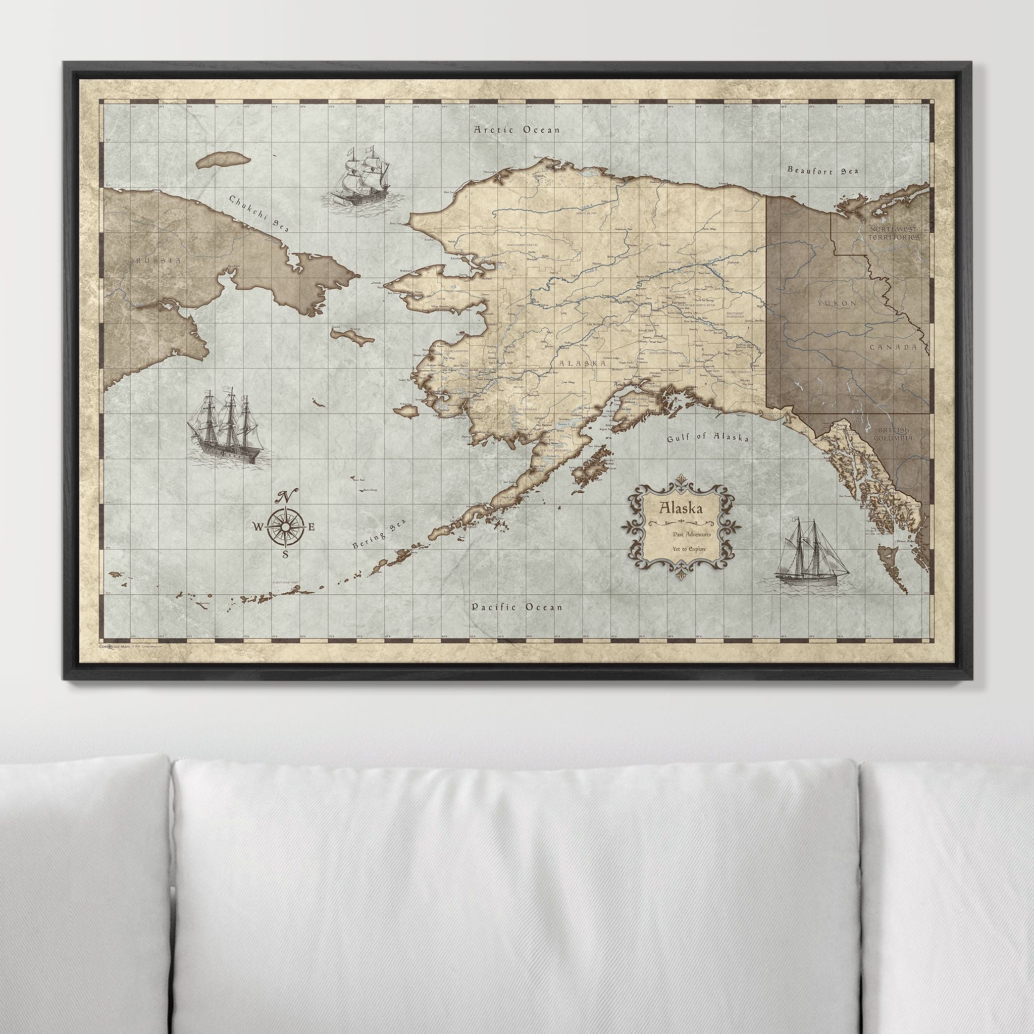 Push Pin Alaska Map (Pin Board) - Rustic Vintage CM Pin Board