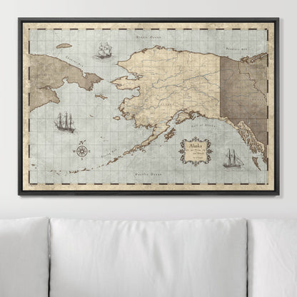 Push Pin Alaska Map (Pin Board) - Rustic Vintage CM Pin Board