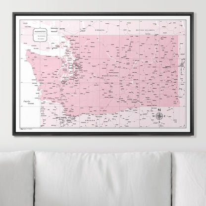 Push Pin Washington Map (Pin Board) - Pink Color Splash CM Pin Board