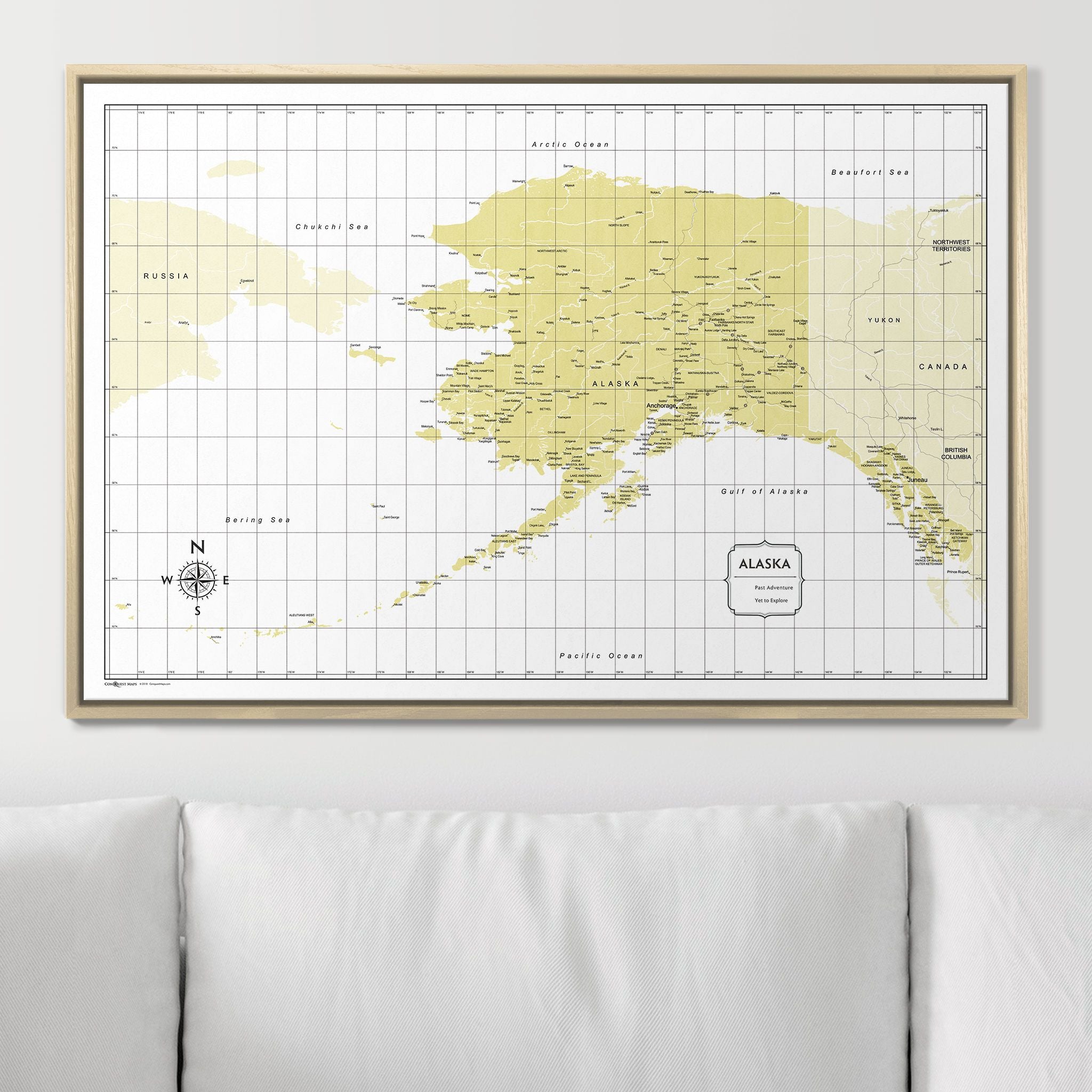 Push Pin Alaska Map (Pin Board) - Yellow Color Splash CM Pin Board