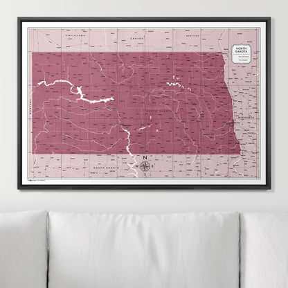 Push Pin North Dakota Map (Pin Board) - Burgundy Color Splash CM Pin Board