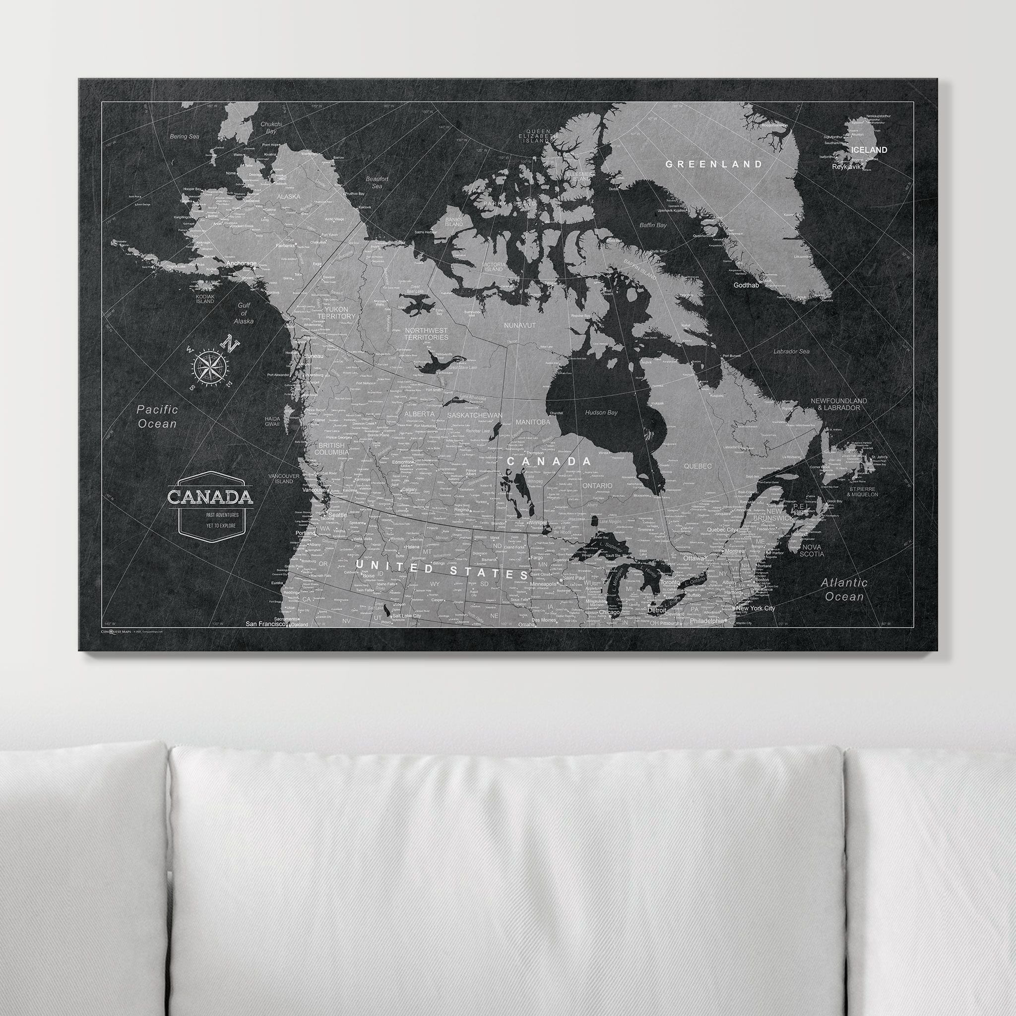 Push Pin Canada Map (Pin Board) - Modern Slate CM Pin Board