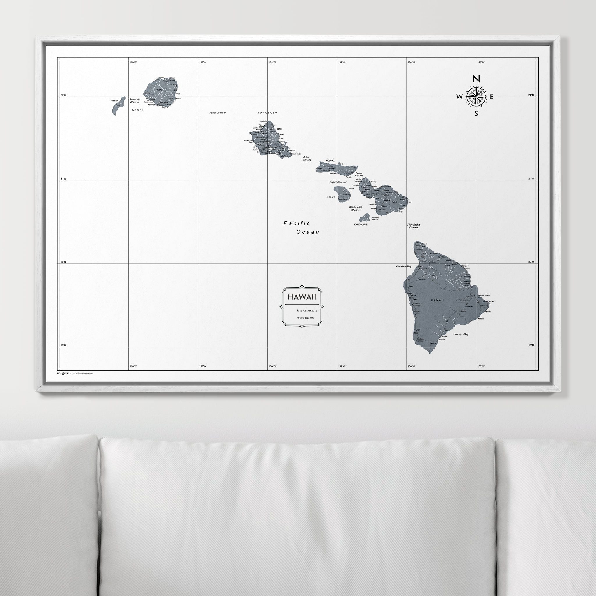 Push Pin Hawaii Map (Pin Board) - Dark Gray Color Splash CM Pin Board