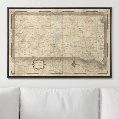 Push Pin South Dakota Map (Pin Board) - Rustic Vintage CM Pin Board