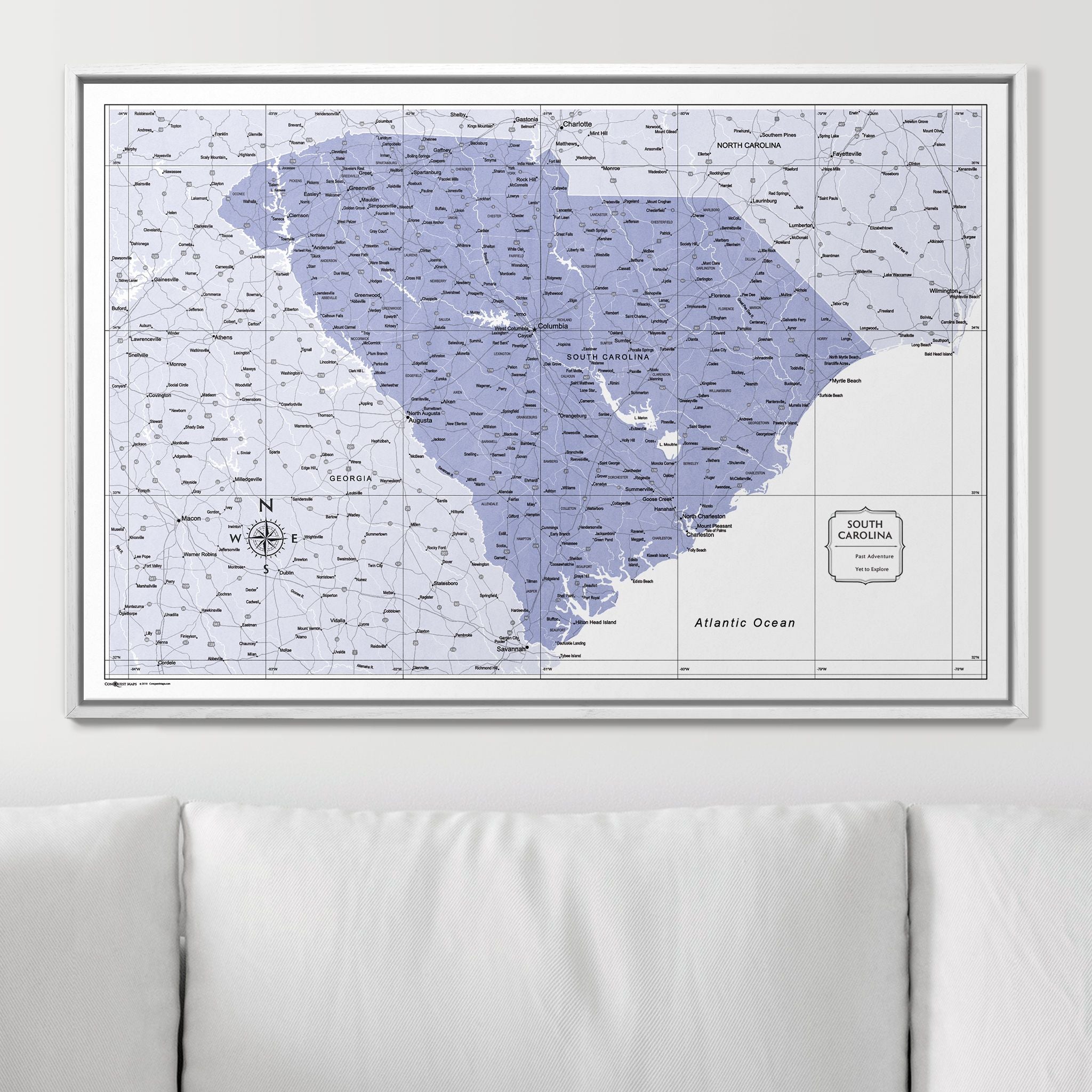 Push Pin South Carolina Map (Pin Board) - Purple Color Splash CM Pin Board