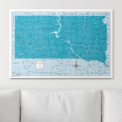 Push Pin South Dakota Map (Pin Board) - Teal Color Splash CM Pin Board