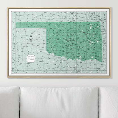 Push Pin Oklahoma Map (Pin Board) - Green Color Splash CM Pin Board