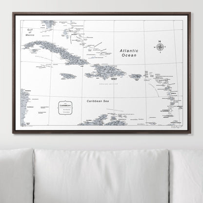 Push Pin Caribbean Map (Pin Board) - Light Gray Color Splash CM Pin Board