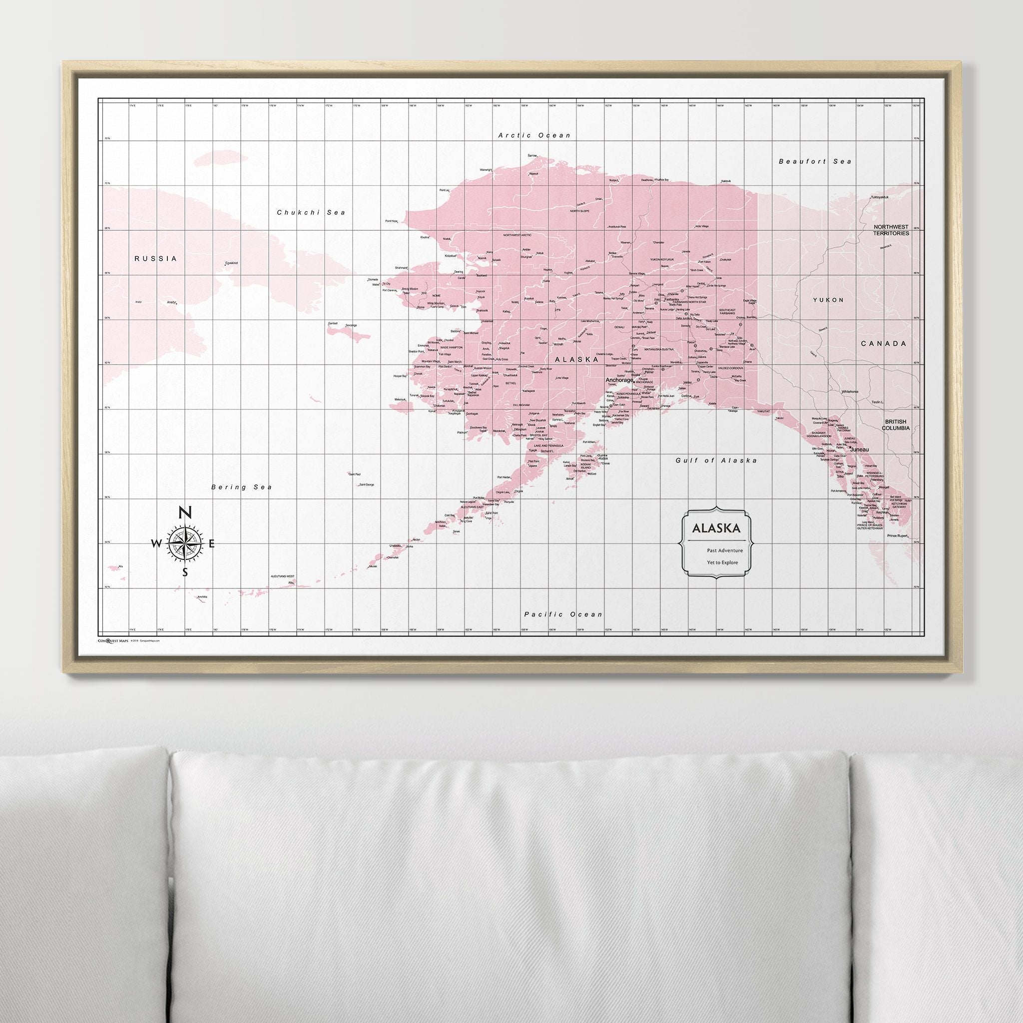 Push Pin Alaska Map (Pin Board) - Pink Color Splash CM Pin Board