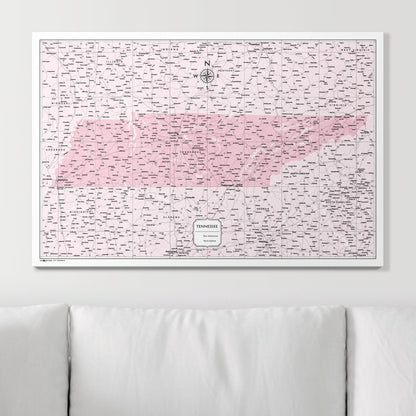 Push Pin Tennessee Map (Pin Board) - Pink Color Splash CM Pin Board