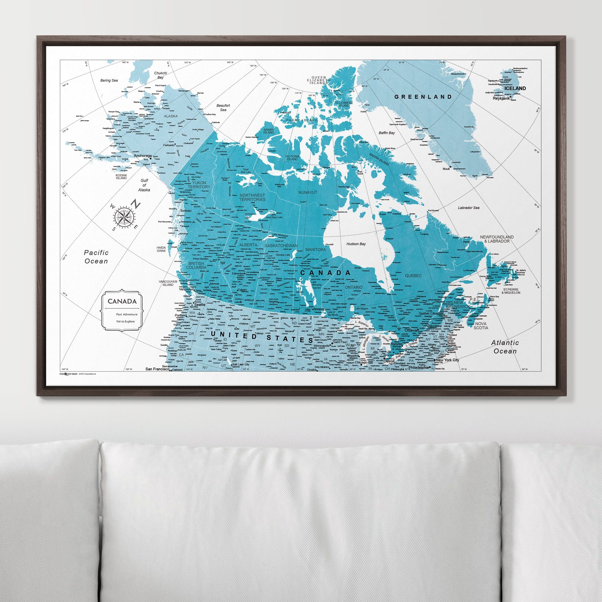 Push Pin Canada Map (Pin Board) - Teal Color Splash CM Pin Board