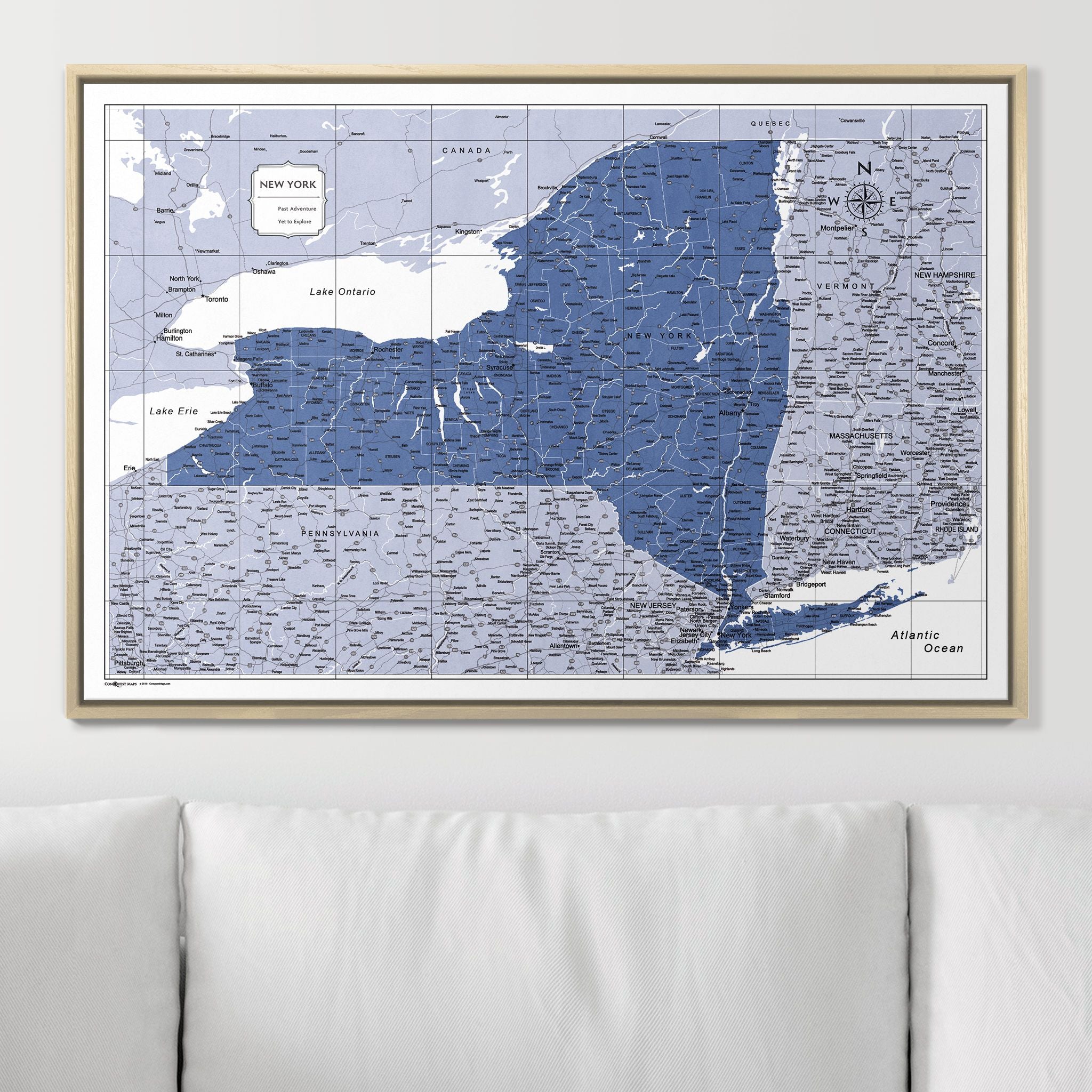 Push Pin New York Map (Pin Board) - Navy Color Splash CM Pin Board