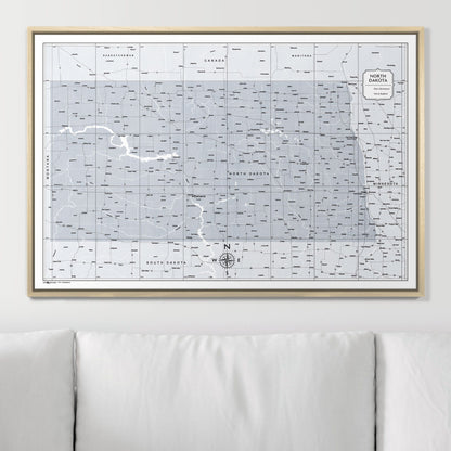 Push Pin North Dakota Map (Pin Board) - Light Gray Color Splash CM Pin Board