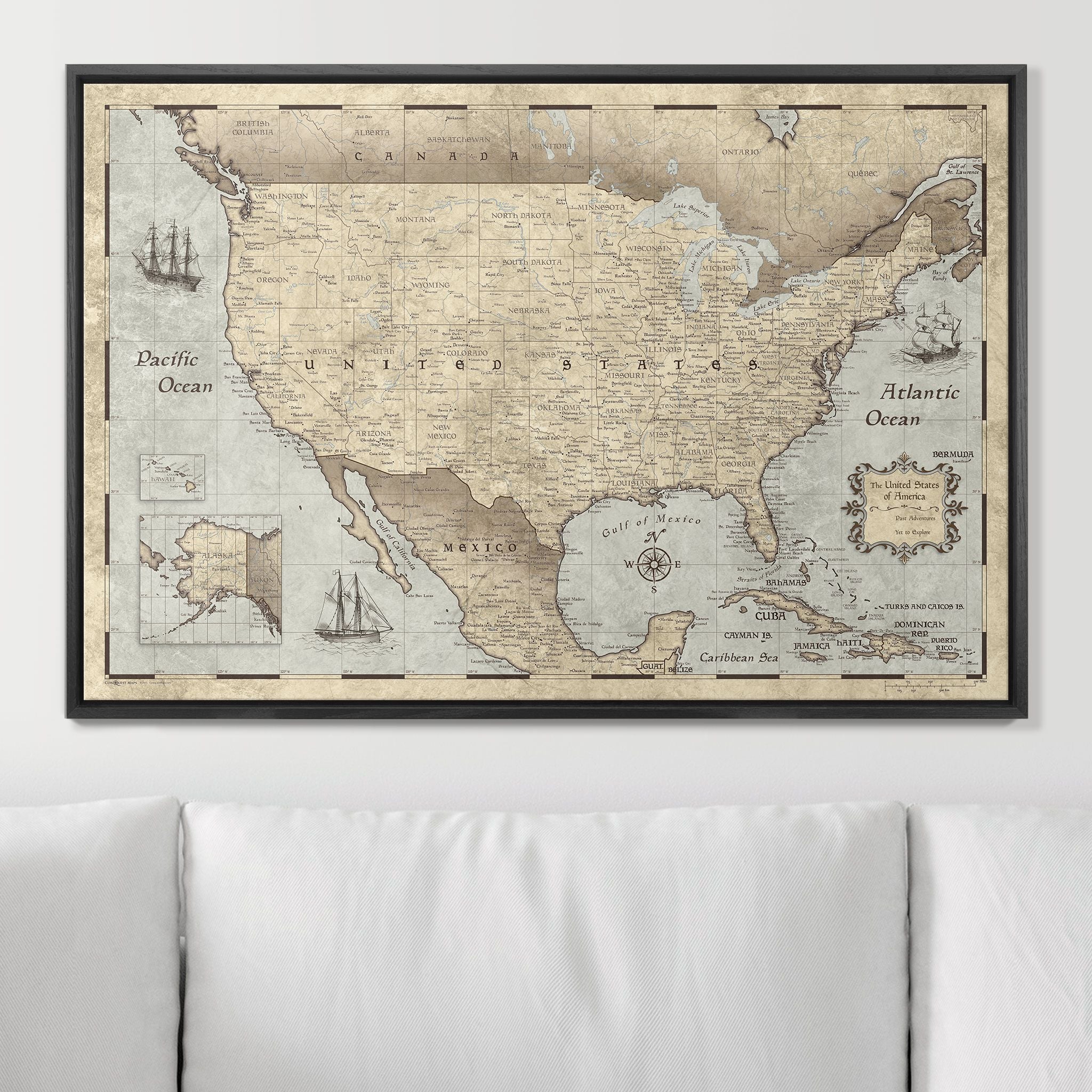 Push Pin USA Map (Pin Board) - Rustic Vintage CM Pin Board