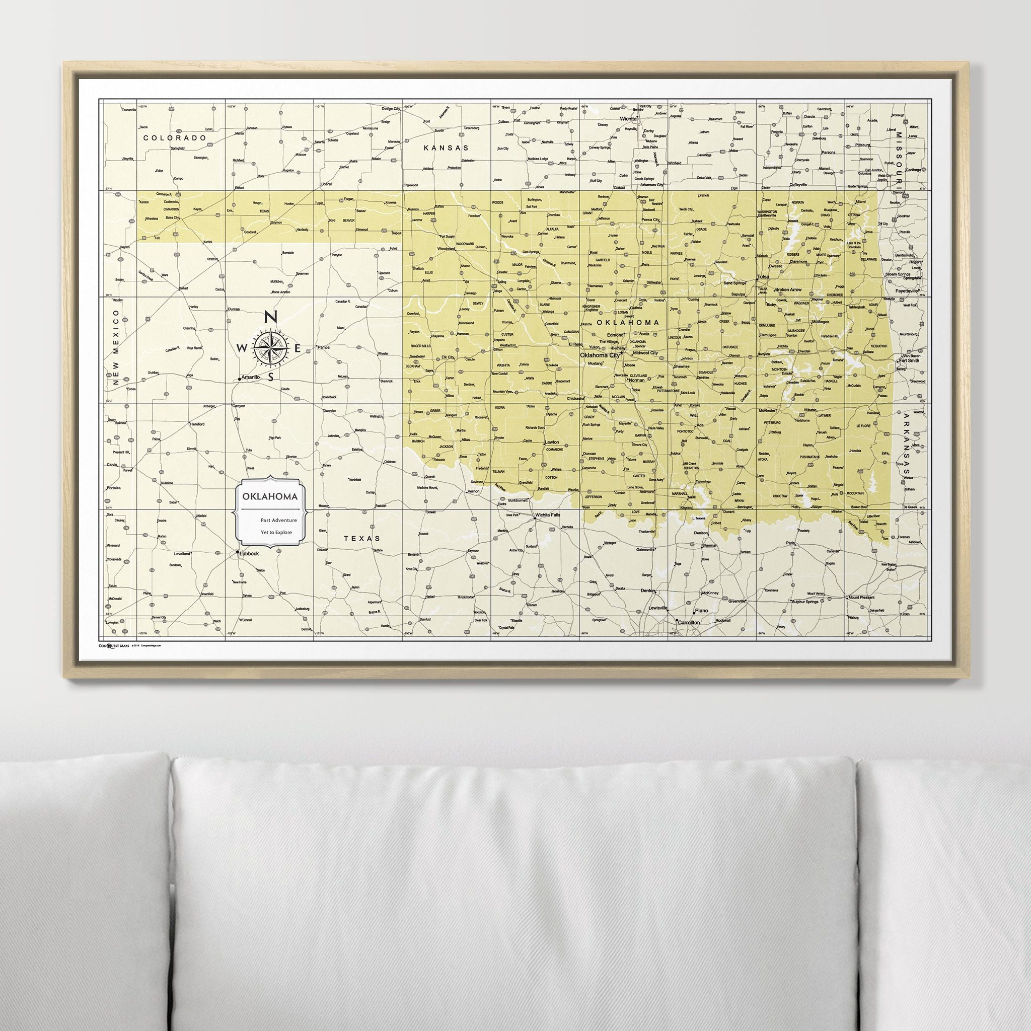 Push Pin Oklahoma Map (Pin Board) - Yellow Color Splash CM Pin Board