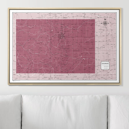 Push Pin Colorado Map (Pin Board) - Burgundy Color Splash CM Pin Board