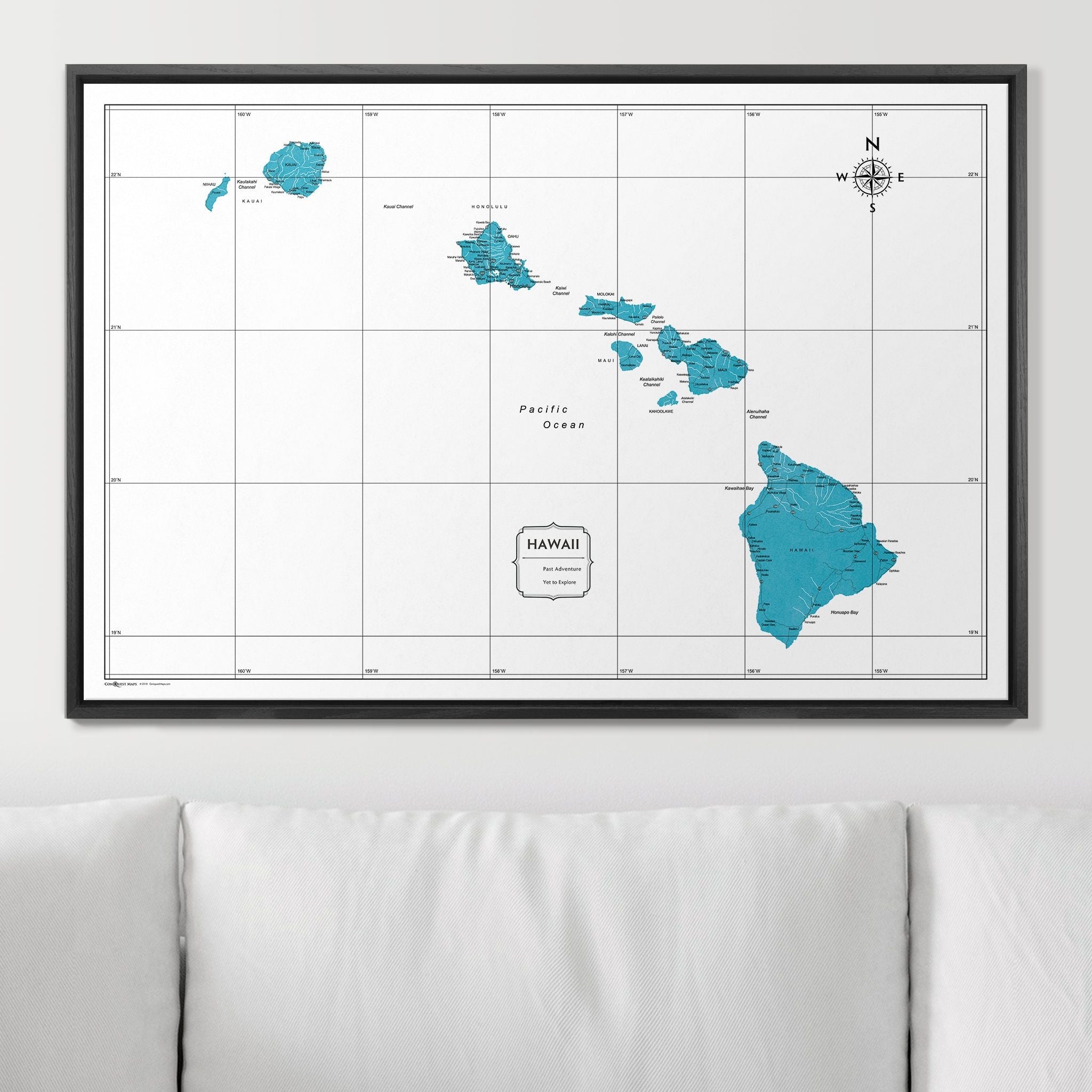 Push Pin Hawaii Map (Pin Board) - Teal Color Splash CM Pin Board