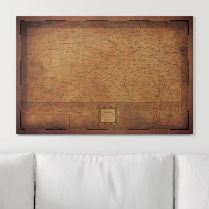 Push Pin Kansas Map (Pin Board) - Golden Aged CM Pin Board