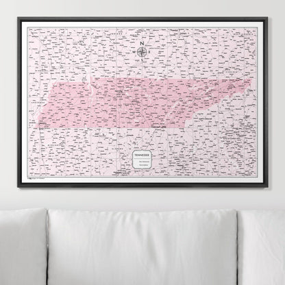 Push Pin Tennessee Map (Pin Board) - Pink Color Splash CM Pin Board