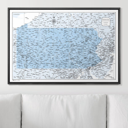 Push Pin Pennsylvania Map (Pin Board) - Light Blue Color Splash CM Pin Board