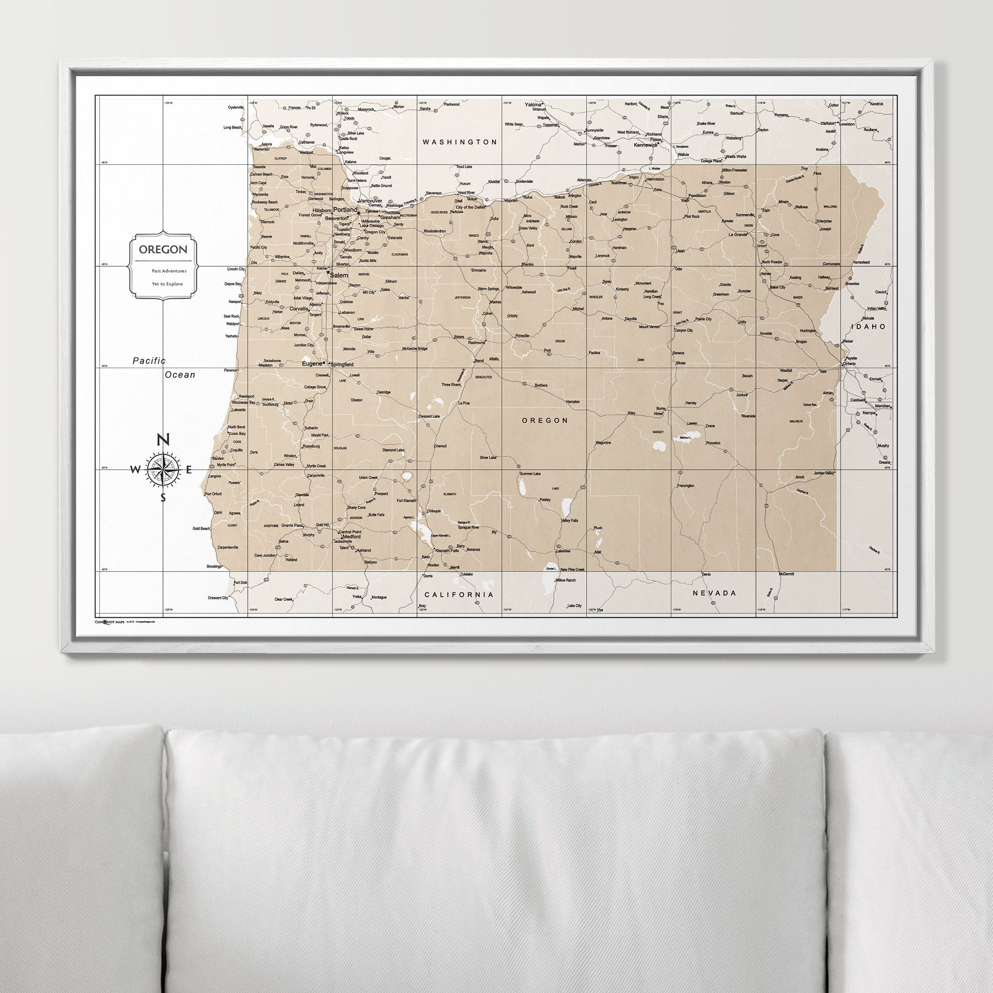 Push Pin Oregon Map (Pin Board) - Light Brown Color Splash CM Pin Board