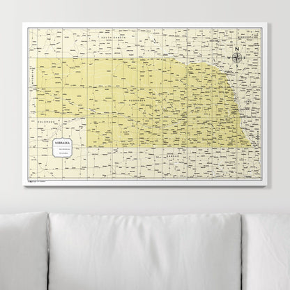 Push Pin Nebraska Map (Pin Board) - Yellow Color Splash CM Pin Board