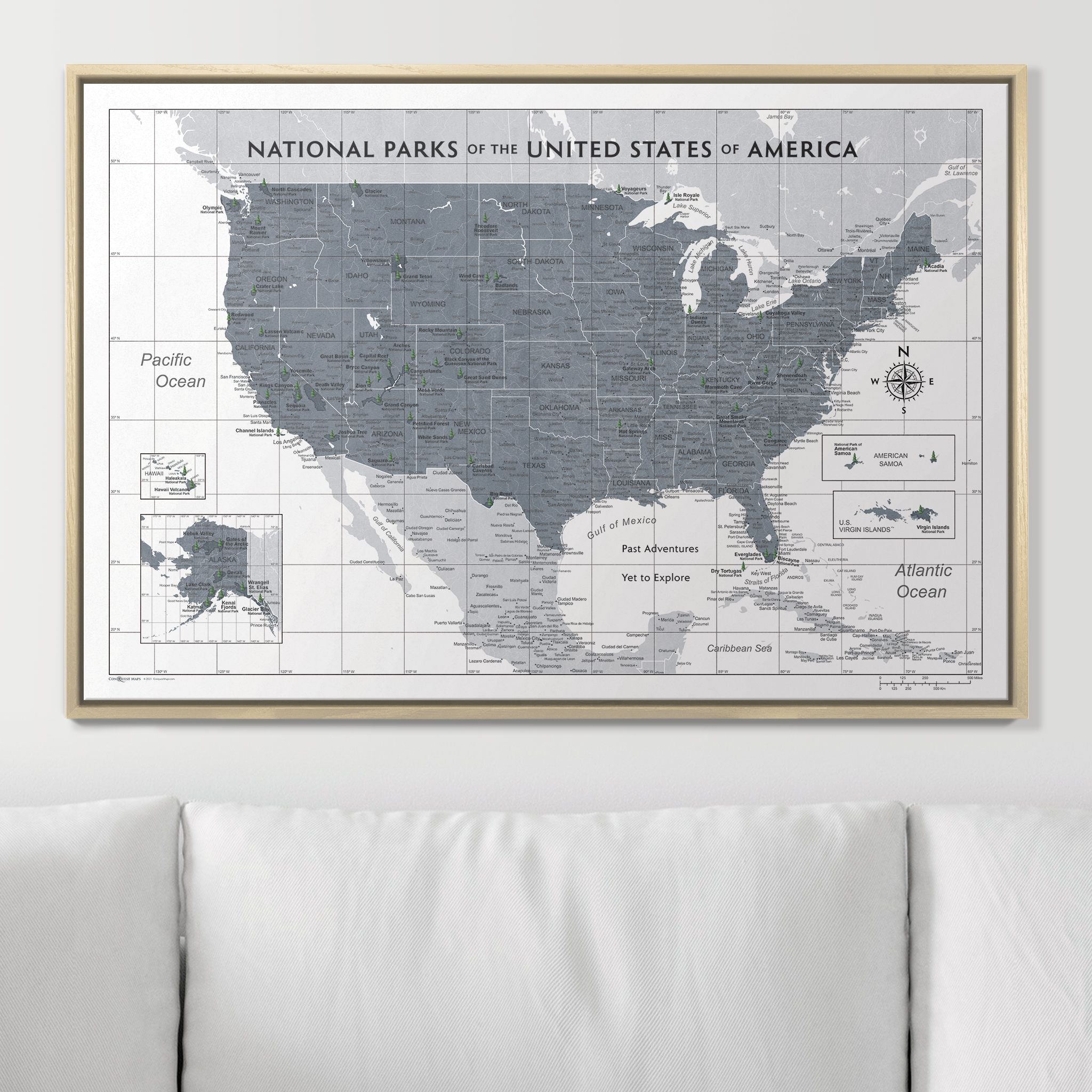 Push Pin National Parks Map (Pin Board) - Dark Gray Color Splash CM Pin Board