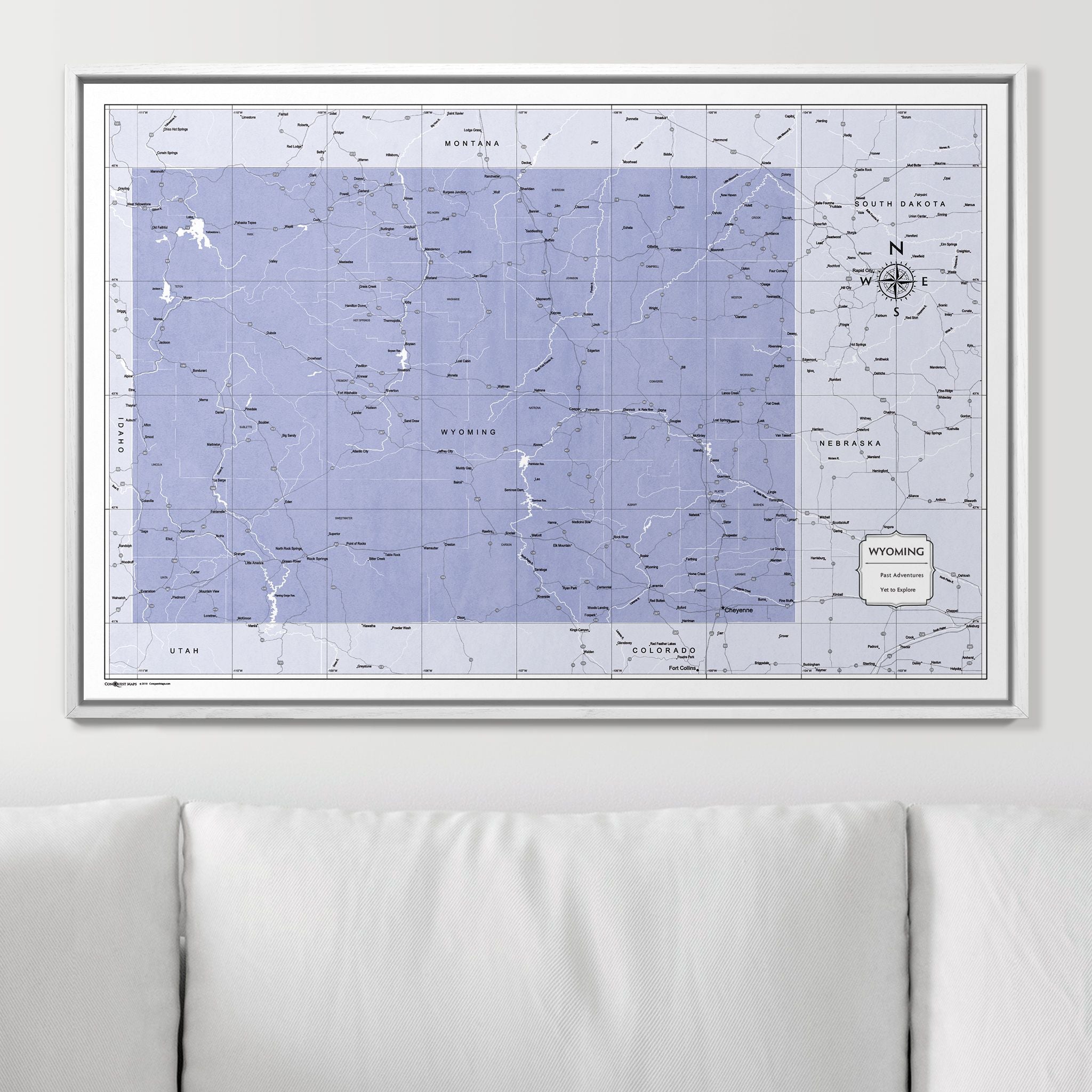 Push Pin Wyoming Map (Pin Board) - Purple Color Splash CM Pin Board