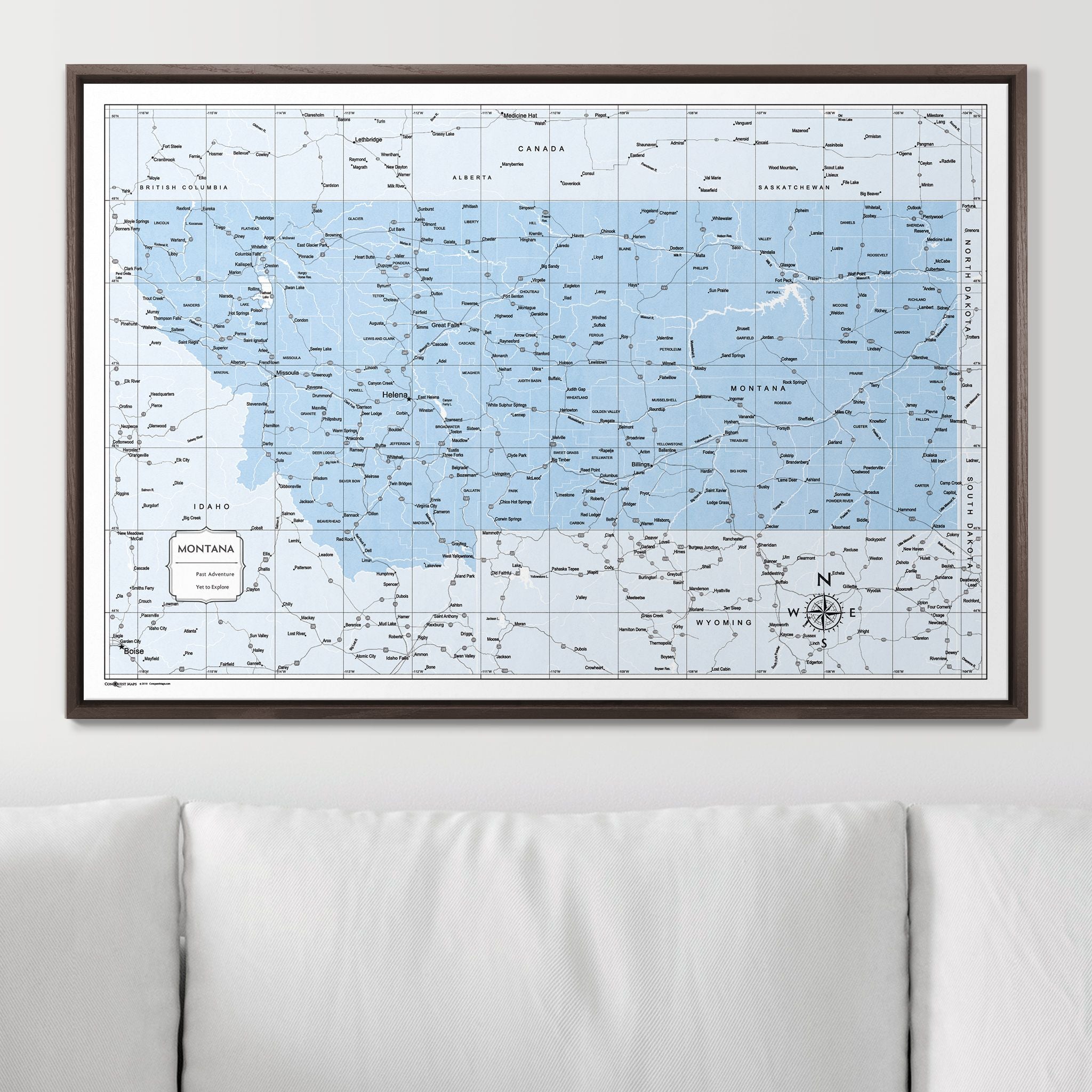 Push Pin Montana Map (Pin Board) - Light Blue Color Splash CM Pin Board