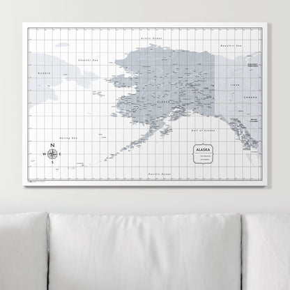 Push Pin Alaska Map (Pin Board) - Light Gray Color Splash CM Pin Board