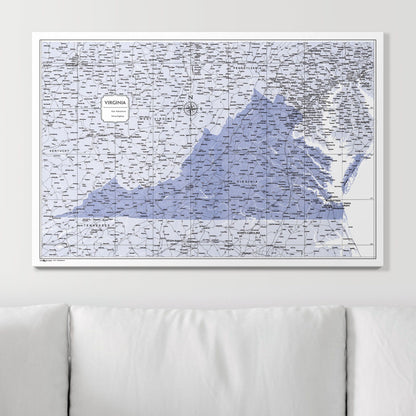 Push Pin Virginia Map (Pin Board) - Purple Color Splash CM Pin Board