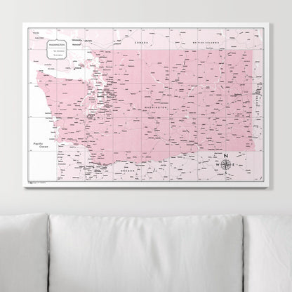 Push Pin Washington Map (Pin Board) - Pink Color Splash CM Pin Board