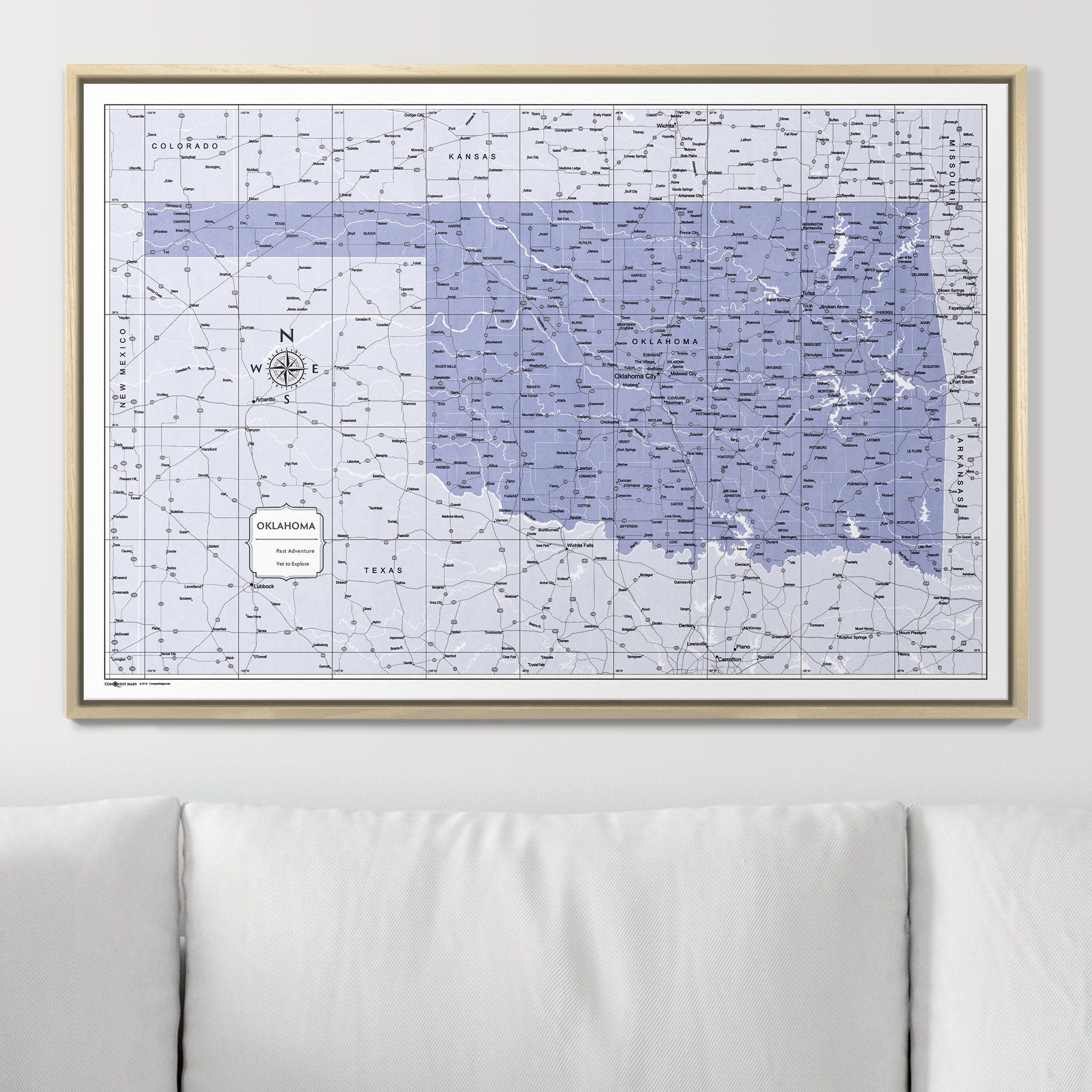 Push Pin Oklahoma Map (Pin Board) - Purple Color Splash CM Pin Board