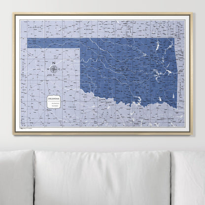 Push Pin Oklahoma Map (Pin Board) - Navy Color Splash CM Pin Board