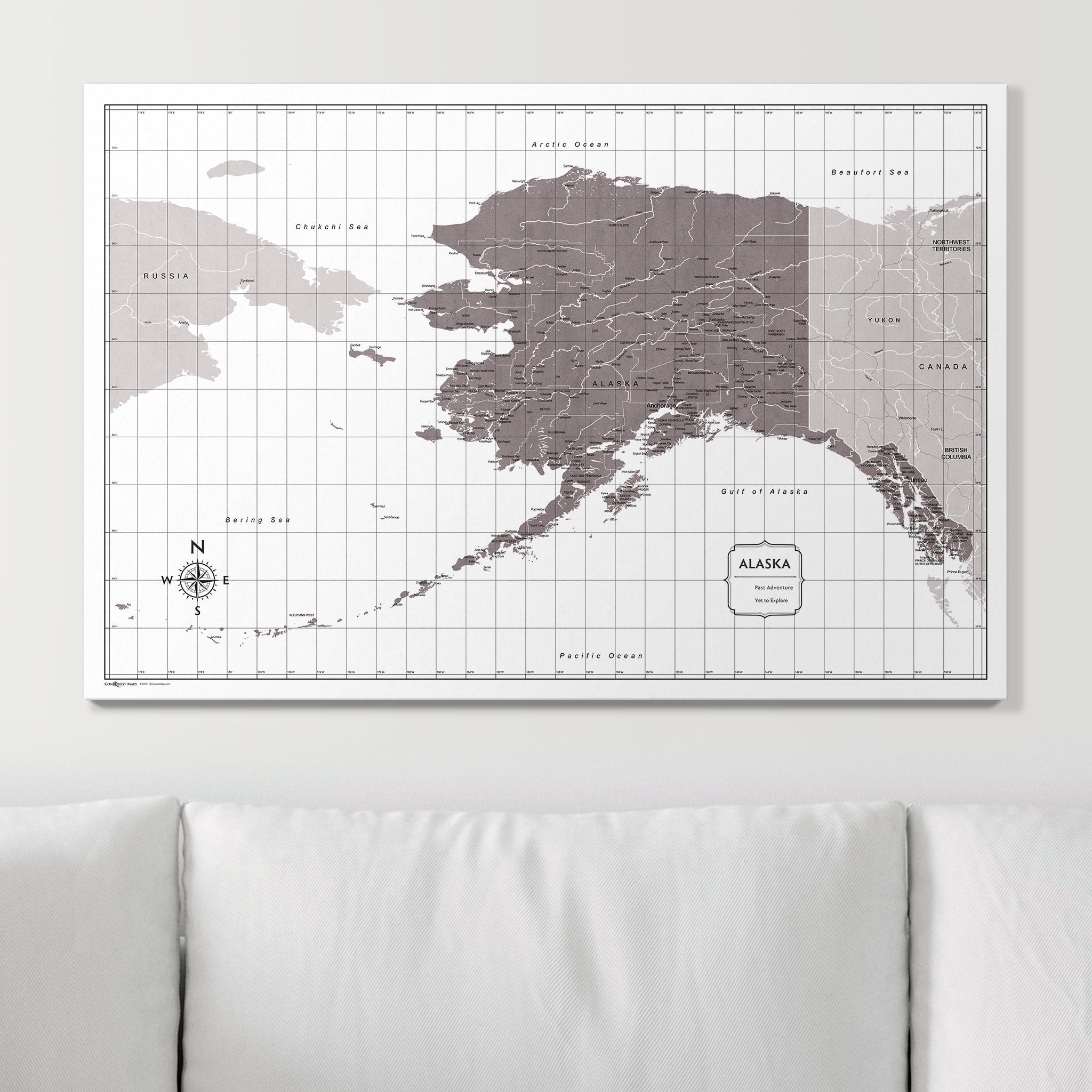 Push Pin Alaska Map (Pin Board) - Dark Brown Color Splash CM Pin Board