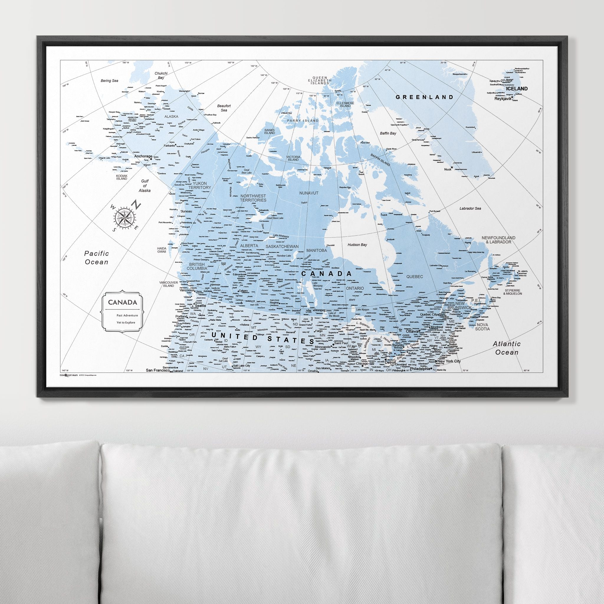 Push Pin Canada Map (Pin Board) - Light Blue Color Splash CM Pin Board