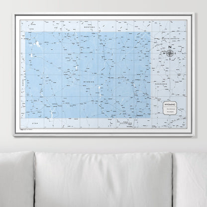 Push Pin Wyoming Map (Pin Board) - Light Blue Color Splash CM Pin Board