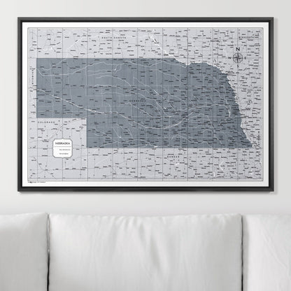 Push Pin Nebraska Map (Pin Board) - Dark Gray Color Splash CM Pin Board