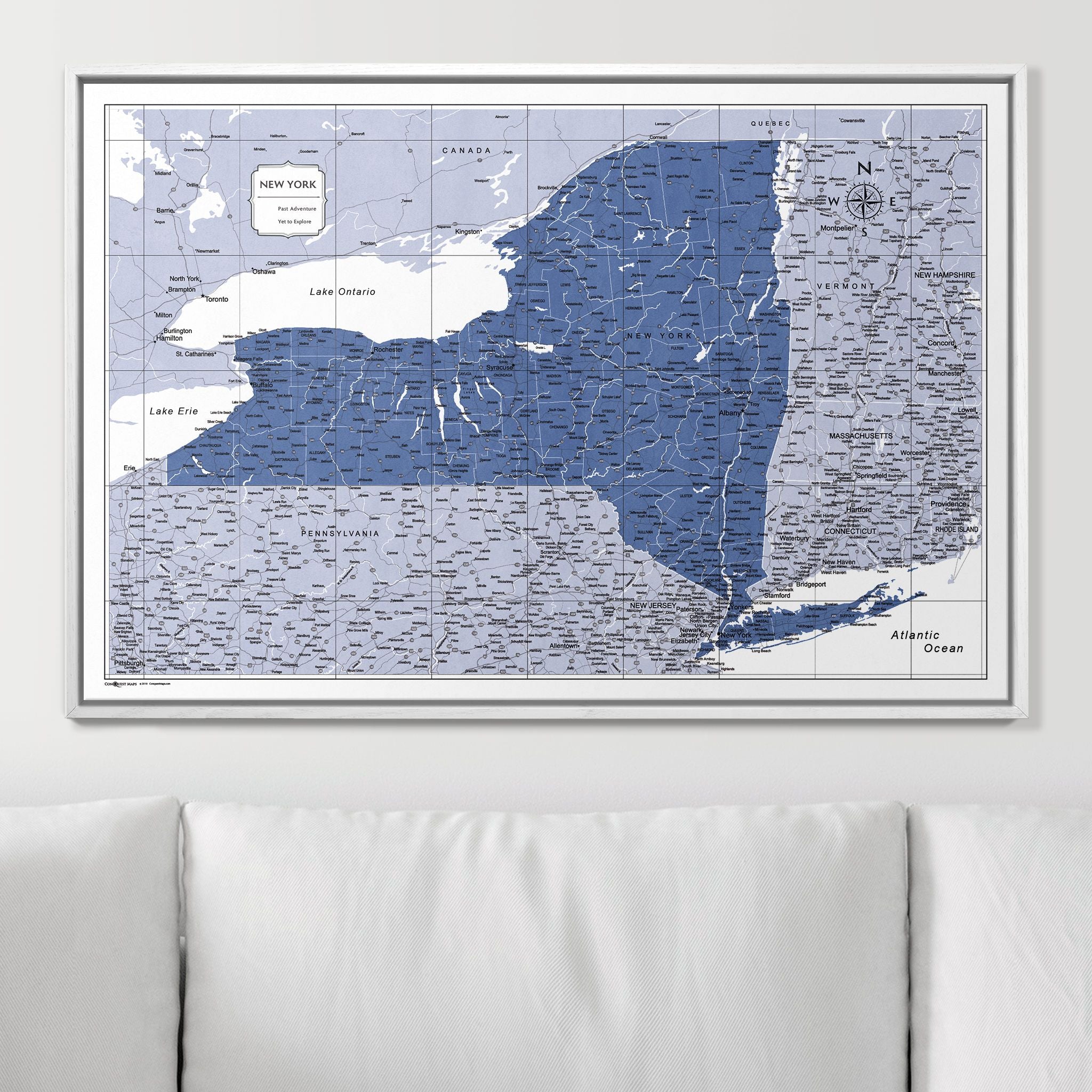 Push Pin New York Map (Pin Board) - Navy Color Splash CM Pin Board