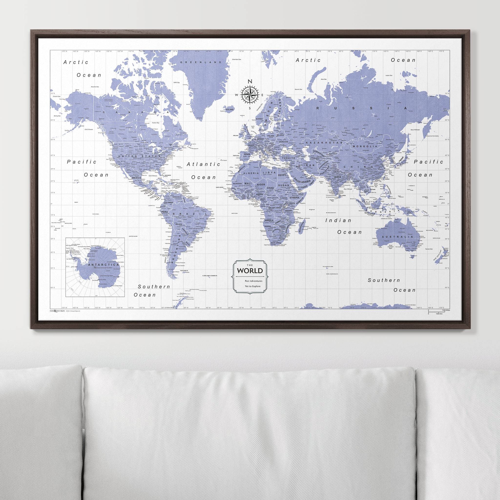 Push Pin World Map (Pin Board) - Purple Color Splash CM Pin Board