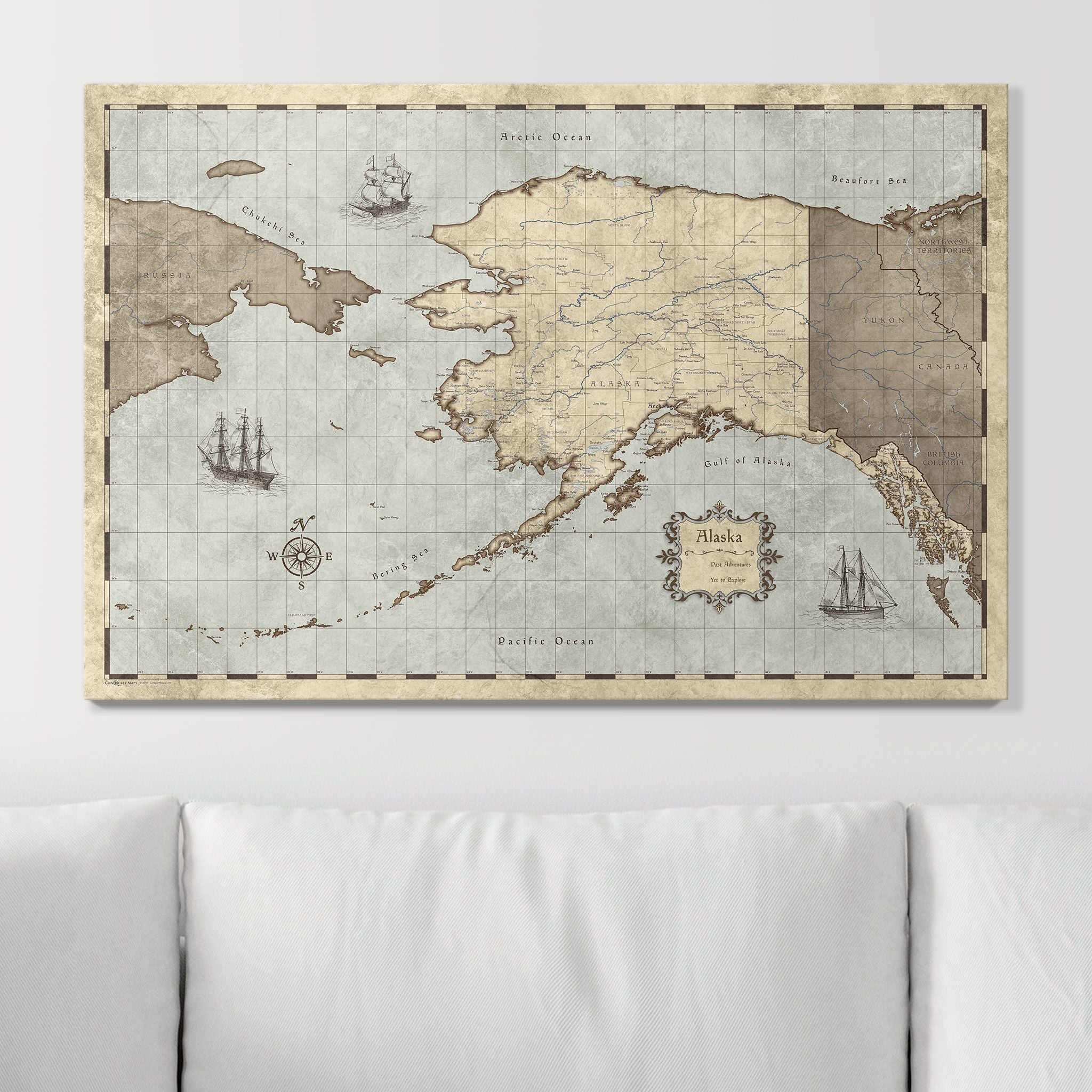 Push Pin Alaska Map (Pin Board) - Rustic Vintage CM Pin Board