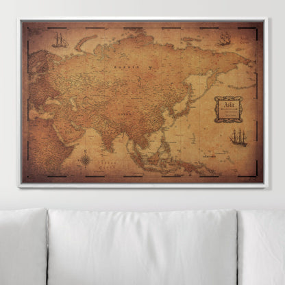 Push Pin Asia Map (Pin Board) - Golden Aged CM Pin Board